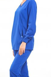Wio Uniform TULİP Kadın Likralı Tesettür Royal Mavi Üniforma Üst thumbnail 2