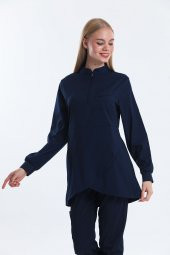 Wio Uniform JASMINE - Kadın Likralı Lacivert Tesettür Üniforma Üst thumbnail 1