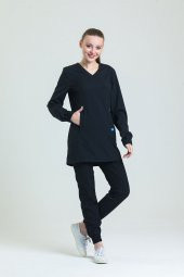 Wio Uniform TULİP Kadın Likralı Tesettür Siyah Üniforma Takımı - 1