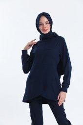 Wio Uniform JASMINE - Kadın Likralı Lacivert Tesettür Üniforma Takımı - 4