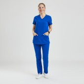 Wio Uniform BASIC- Kadın Likralı Royal Mavi Üniforma Pantolon - 3