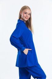 Wio Uniform JASMINE - Kadın Likralı Royal Mavi Tesettür Üniforma Üst - 2