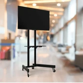 ALPİN TV/Fuar Standı Bilgisayar Askı Aparatlı Metal Ayaklı Tekerlekli TV Sehpası/Ünitesi 40 inç -75 inç - 1