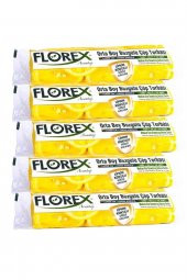 Florex Büzgülü Orta Boy Çöp Torbası Avantaj Seri 5 Rulo Limon Kokulu - 1