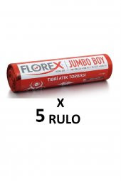 Florex Tıbbi Atık Baskılı Jumbo Boy 80x110 Cm Çöp Poşeti 5 Rulo - 50 Adet - 1