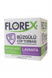 Florex  Lavanta Kokulu Büzgülü Büyük Boy Çöp Poşeti 130 Gr 1 Koli (250 Adet) - 1