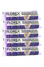 Florex Büzgülü Orta Boy Çöp Torbası Avantaj Seri 5 Rulo Lavanta Kokulu - 1