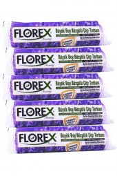 Florex  Büzgülü Büyük Boy Çöp Torbası Avantaj Seri 5 Rulo Lavanta Kokulu - 1