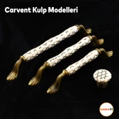 Carvent Lüks Porselen Düğme Beyaz Eskitme Antik Sarı Mobilya Mutfak Dolap Kulpu Kulbu Kulpları - 3