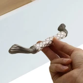 Carvent Lüks Porselen (128 mm-12.8 cm) Beyaz Eskitme Antik Gümüş Mobilya Mutfak Dolap Kulpu Kulbu thumbnail 6