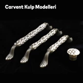 Carvent Lüks Porselen (128 mm-12.8 cm) Beyaz Eskitme Antik Gümüş Mobilya Mutfak Dolap Kulpu Kulbu thumbnail 4