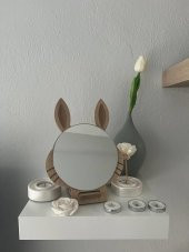 Masaüstü Kahverengi Renk Hediyelik Dekoratif Makyaj Aynasi,Tavşan Kulaklı,Sevimli Ayna, Çocuk ve Genç Ayna, Dekoratif Ayna,Mini Ayna - 3