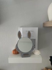Masaüstü Gri Renk Hediyelik Dekoratif Makyaj Aynasi,Tavşan Kulaklı,Sevimli Ayna, Çocuk ve Genç Ayna, Dekoratif Ayna,Mini Ayna - 1
