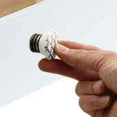 Carvent Lüks Porselen Düğme Beyaz Eskitme Antik Gümüş Mobilya Mutfak Dolap Kulpu Kulbu Kulpları thumbnail 3