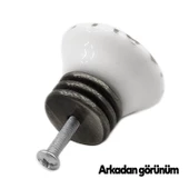 Carvent Lüks Porselen Düğme Beyaz Eskitme Antik Gümüş Mobilya Mutfak Dolap Kulpu Kulbu Kulpları thumbnail 7
