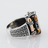 Sitrin Taşlı 925 Ayar Gümüş Erkek Yüzük thumbnail 5