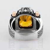 Sitrin Taşlı 925 Ayar Gümüş Erkek Yüzük thumbnail 6