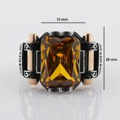 Sitrin Taşlı 925 Ayar Gümüş Erkek Yüzük thumbnail 8