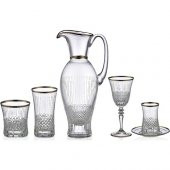 Kcd Antik Platin 31 Parça Cam Sofra Sunum Çeyiz Seti Su Bardak Takımı Kesme El Dekor thumbnail 2