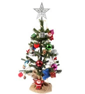 Yılbaşı Masaüstü Süslü Yeni Yıl Çam Ağacı 40 cm, Kütüklü Jütlü- 28 Parça Süs SET thumbnail 6
