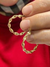 8 Ayar Klasik Burgu Büyük Boy Günlük Altın Küpe - 4
