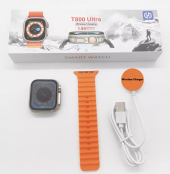 T800 Ultra Smartwatch Kablosuz Şarj IP67 Su Geçirmez  Özelliği 1.99 HD Ekran Turuncu Renk Akıllı Saat thumbnail 6