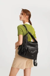 Yıkama Deri Hem Sırt Hem Omuz Kadın Çantası 21-k Barcelona 1580 thumbnail 9