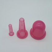 Silikon Yüz  ve Boyun Masaj Kupa Seti 3lü Pembe Renk thumbnail 3
