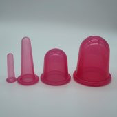 Silikon Selülit ve Yüz  Masaj Kupa Seti 4lü Pembe Renk thumbnail 1
