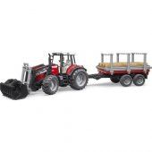 Bruder Massey Ferguson 7480 Traktör & Kütük Taşıyıcı Römork 02046 thumbnail 1