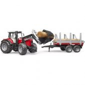 Bruder Massey Ferguson 7480 Traktör & Kütük Taşıyıcı Römork 02046 thumbnail 3
