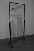 Tekerlekli Sık Telli Tel Raf - Tel Pano Stand, Duvar Askılığı 60x190 cm - 2