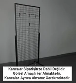 Tekerlekli Sık Telli Tel Raf - Tel Pano Stand, Duvar Askılığı  90x190 cm - 3