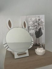Masaüstü Beyaz Renk Hediyelik Dekoratif Makyaj Aynasi,Tavşan Kulaklı,Sevimli Ayna, Çocuk ve Genç Ayna, Dekoratif Ayna,Mini Ayna - 3