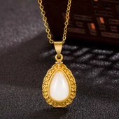 Modasteps 925 ayar gümüş kristal zirkon Opal kolye - 1