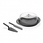 Akrilik Mat Siyah Kek Fanusu ve Servis Seti - 33 x 39 x 14 cm thumbnail 1