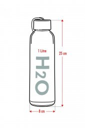 H2o Borosilikat Cam Matara Bambu Vakum Kapaklı Su Şişesi Suluk 1000 ML - 4