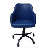 Kapitone Desenli Çalışma Sandalyesi Mavi Renk Suni Deri - 2