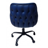 Kapitone Desenli Çalışma Sandalyesi Mavi Renk Suni Deri - 3