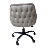 Kapitone Desenli Çalışma Sandalyesi Krem Renk Suni Deri - 3