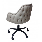 Kapitone Desenli Çalışma Sandalyesi Krem Renk Suni Deri - 5