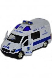 Çek Bırak Metal Sesli Ve Işıklı Polis Minibüsü - 2