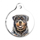 Suluboya Rottweiler 2 Yuvarlak Köpek Künyesi - 1