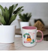 Kişiye Özel Yeniyıl Temalı Fotoğraf Baskılı Porselen Kupa Bardak Pembe HK2409 thumbnail 1