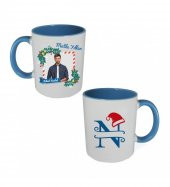 Kişiye Özel Yeniyıl Temalı Fotoğraf Baskılı Porselen Kupa Bardak Mavi HK2408 - 2