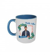 Kişiye Özel Yeniyıl Temalı Fotoğraf Baskılı Porselen Kupa Bardak Mavi HK2408 - 3