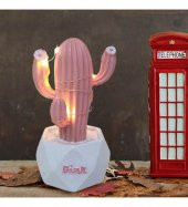3D Işıklı Pembe Kaktüs Dekoratif Masa Lambası - 1
