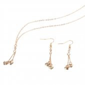 Worldshop ÇİFT KALP MODEL TAKI SETİ KOLYE KÜPE 18 GP ALTIN KPLM. AHŞAP KUTU İÇERİSİNDE - 1