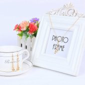 Worldshop ÇİFT KALP MODEL TAKI SETİ KOLYE KÜPE 18 GP ALTIN KPLM. AHŞAP KUTU İÇERİSİNDE - 2