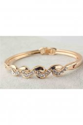 Worldshop Altın Kaplama, Zirkon Taşlı Bileklik, Kelepçe Ahşap Kutu Içerisinde, Yeni Yıl, yılbaşı hediye - 1